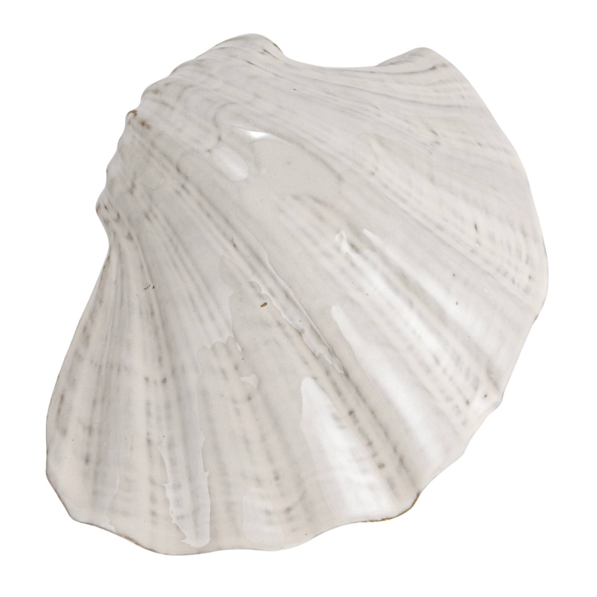 Hello Honey® 8" White Reactive Crackle Glaze Stoneware Shell Plates, 4ct.